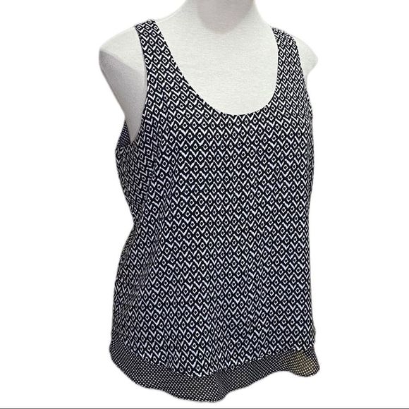 Anthropologie Cynthia Rowley Layered Sleeveless Top Tank Top Black White - Picture 1 of 6